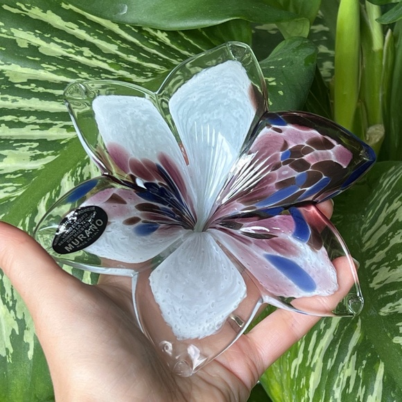 Italian Murano Hand Blown Art Glass Flower Made in Italy VTG 5.5” - Picture 2 of 14